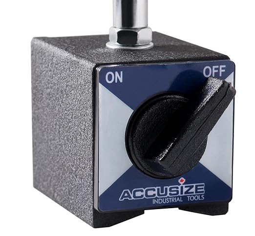 Accusize Industrial Tools 0-1'' by 0.001'' Dial Indicator with Magnetic Base Set, 60 Kg Capacity, Eg00-1038
