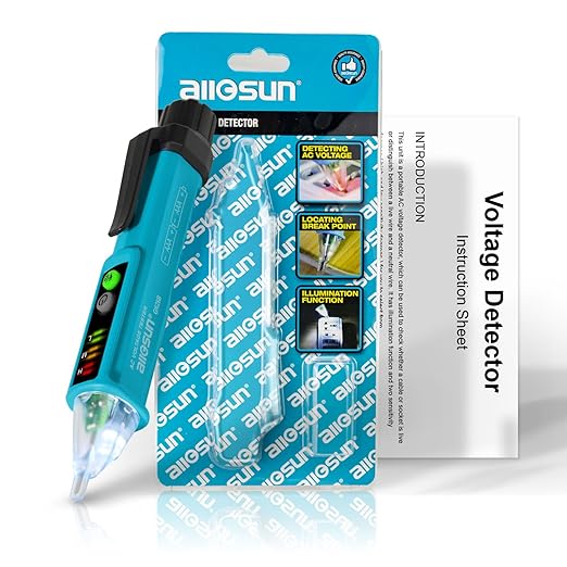 allsun Non-Contact AC Voltage Tester Pen 12-1000V, Dual Sensitivity & LED Flashlight, Live/Neutral Wire Breakpoint Finder, Auto Power-Off, Electrical Circuit Detector for Outlets, Wires, Breakers