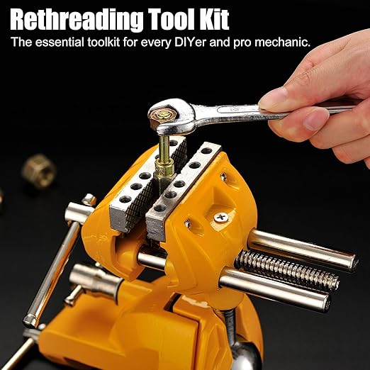 MAXMAN 61Pcs Thread Chaser Set, Thread Restorer Kit & Rethread Repair Tool, SAE & Metric Thread Chaser Set, Bolt Thread Repair Kit with Thread Pitch Gauge - Restore Rusted Bolts, UNC/UNF/Metric