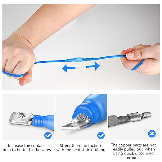 Kuject 130PCS Heat Shrink Wire Connectors Kit, Electrical Waterproof Crimp Butt Terminals, Insulated Spade Connectors for Automotive Marine Boat Truck, Include Rings Forks Spade Butt Splices