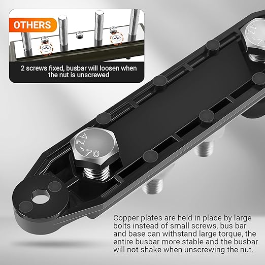FEITON Power Distribution Block, 12V 300A Bus Bar, 3/8" Studs Terminal Strip, 12-48V Heavy Duty Terminal Block, Positive & Negative Junction Block with Cover, RV Car Marine Automotive Battery Busbar