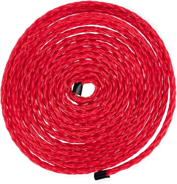 Hollow Braid Polypropylene Rope (1/4 Inch, 50 Feet, Red) - Barrier Rope - Trail Marking, Crowd Control, Golf Courses