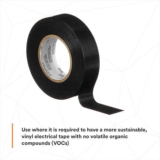 3M Temflex Multi-Purpose Vinyl Electrical Tape 165, Black, 3/4 in x 60 ft (19 mm x 18 m), 10 Roll Pack