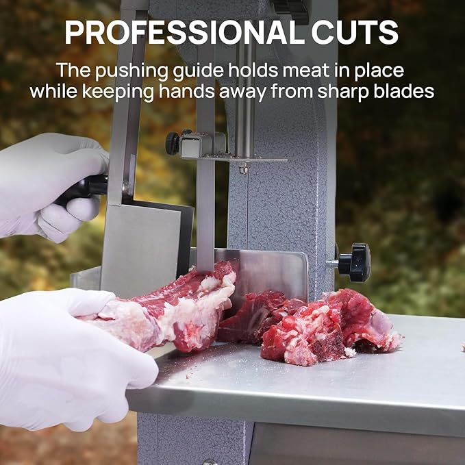 Electric Commercial Bone Saw, 1500W Stainless Steel Countertop Bone Sawing Machine, Workbeach 18.31"x14.37",1.57-7 Inch Cutting Thickness, Frozen Meat Cutter for Beef, Fish, Chicken, Deer