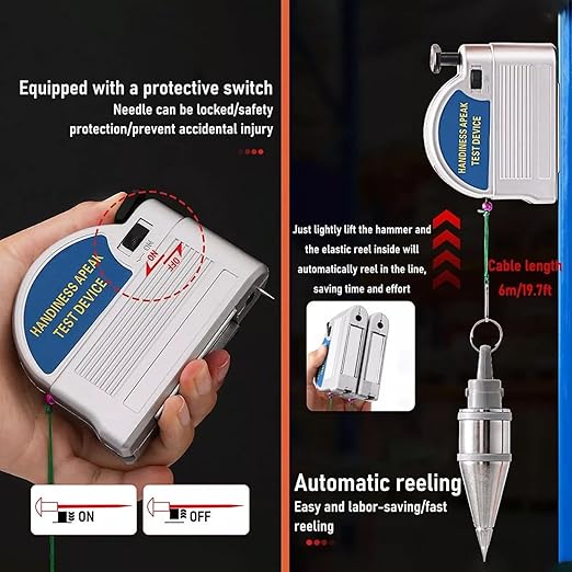 Retractable Plumb Bob, Automatically Stretch Line Quickly Stabilize Magnetic Retractable Plum Bob, for Construction Industry Assignments with 19.7 Ft Auto Recoil Cord & Quick-Stabilizing (2 Pcs)