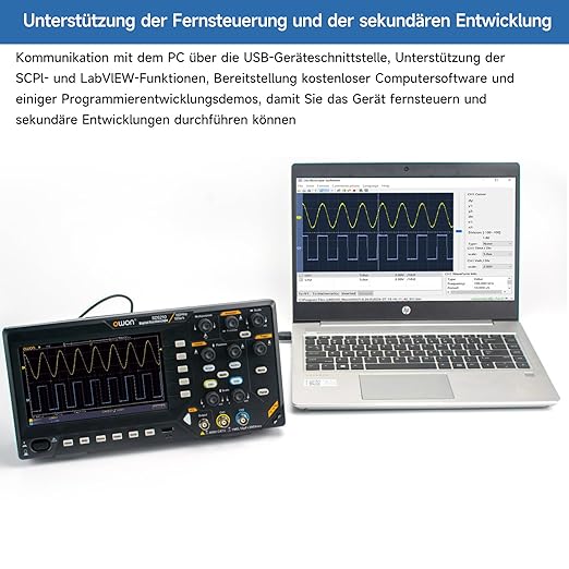 OWON Digital Oscilloscope with Dual-Channel Channels and Screen 7 inch / 18 cm, TFT-LCD Display, Portable Professional Oscilloscope Kit with 1GS/s Sampling Rate, Bandwidth 100MHz,SDS210