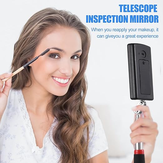 4 Pieces Telescoping Inspection Mirror Telescoping LED Lighted Flexible Inspection Mirror Tool for Checking Observing Vehicle Small Parts (Elegant Style)