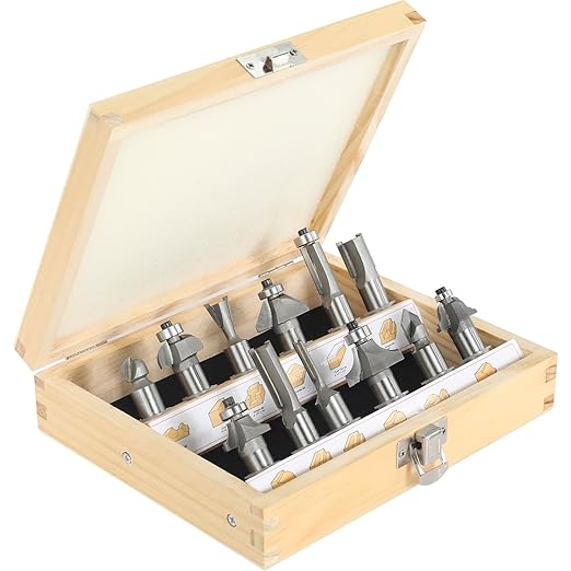 12pcs Router Bit Set,1/2 inch Shank,12 Pieces Carbide Tipped Router Bits/Router Cutters for Woodworking Beginners with Wooden Case