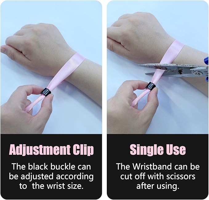 100 Pcs Cloth Event Wristband, Disposable Wristbands for Events, Colored Wristbands Events,for Lightweight Concert,Club Entrance Wrist Strap Party Wristband Event (Color : Pink)