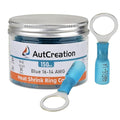 AutCreation 150PCS Heat Shrink Ring Terminals 3/8" Blue 16-14 AWG Marine Grade Electrical Wire Connectors, Tinned Red Copper Resistant Ring Connectors, Insulated Waterproof Crimp Terminals