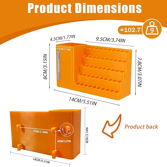 50-Slot Bit Organizer for Impact and Screwdriver Bits, Hex Key Holder 1/4"/6.35mm Shaft Compatibility, Wall and Workbench Mountable, Ideal for Garage and Workshop.
