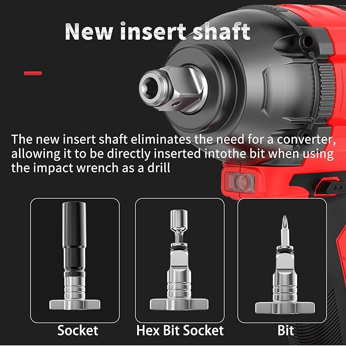 NAWIN Cordless Impact Wrench, 258Ft-lbs & 350Nm Power Impact Socket Set, 1/2 inch, Multi-Speed Adjustment, Led Light, 20V Impact Wrench with 2×4.0Ah Battery, Fast Charger