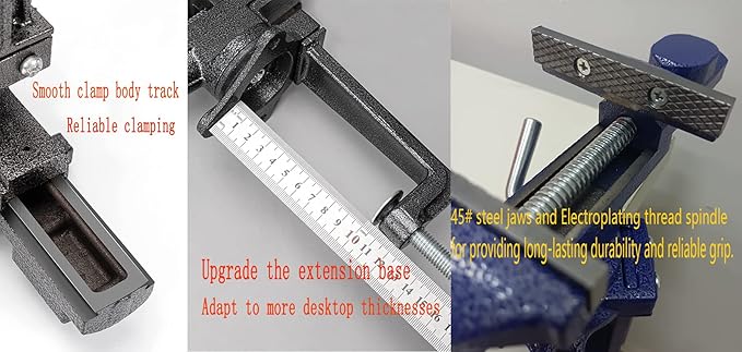 2-in-1 Dual-Purpose Combined Bench Vise or Table Vise, With end-point locking device, Portable Universal Rotate 360° Work Clamp-On Vise, 3.0" Blue