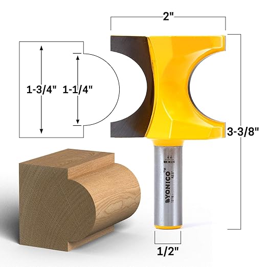 YONICO 13119 1-1/4-Inch Bead Bullnose Router Bit 1/2-Inch Shank