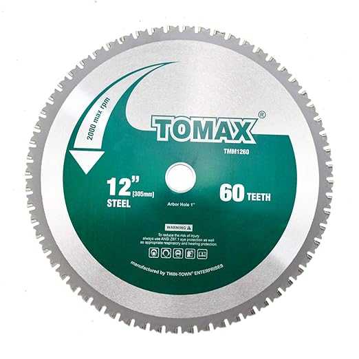 12 Inch 60 Tooth Industrial Level Steel and Ferrous Metal Saw Blade with 1 Inch Arbor