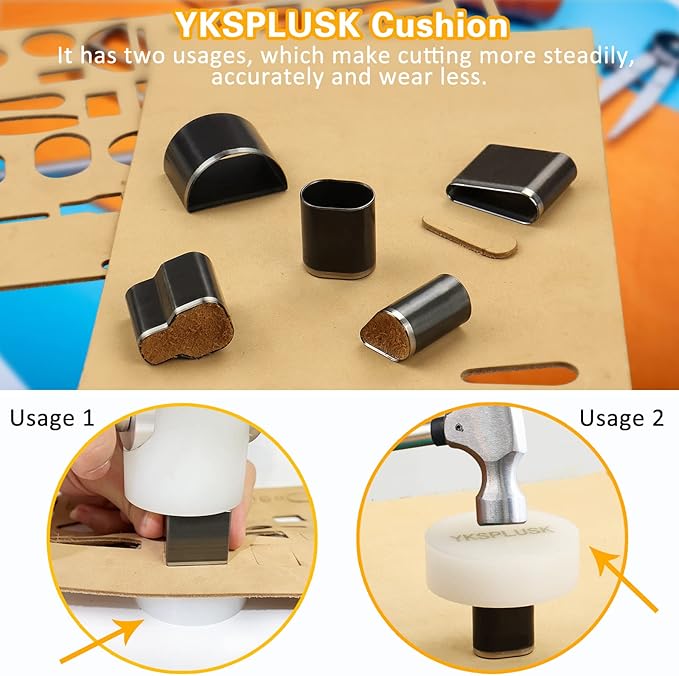 40 Pieces Leather Hole Punch Tool, Multiple Shapes Hole Punch Set for Belts, Leather Cutting Dies Kit with Storage Case & Mat, Hollow Punch Cutter Tool for Handmade DIY Crafts