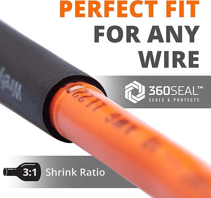 Wirefy | Wire Heat Shrink Tubing Kit - 3:1 Ratio Heat-Shrink Tube - Adhesive Lined Wire Wrap Kit - Electrical Heatshrink Tubes - Waterproof Industrial Tubing | Assortment Black & White - 130PCS