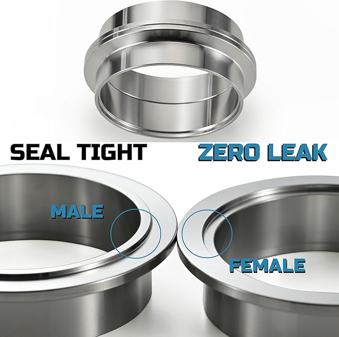 Stainless Steel 3.5 V Band Exhaust Clamp Flange Kit for Exhaust, Quick Release 3.5 V Band Clamp for Turbochargers To Hold Components Together Under High Pressure or Temperature, 2 PCS (3.5‘’)