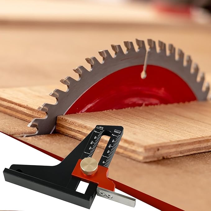 Table Saw Height Gauge, Woodworking Height Gauge in Inches Depth Gauge Woodworking Router Height Adjuster Table Saw Accessories for Wood Working, Aluminum Alloy