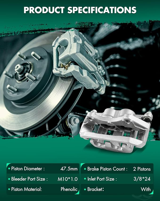SCITOO 18B5214 Front Left Disc Brake Caliper w/Bracket Fit For Ford For Explorer 2011-2019,For Ford For Taurus 2010-2019,For Lincoln For MKS 2009-2012,For Lincoln For MKT 2010-2019, Double Pistons