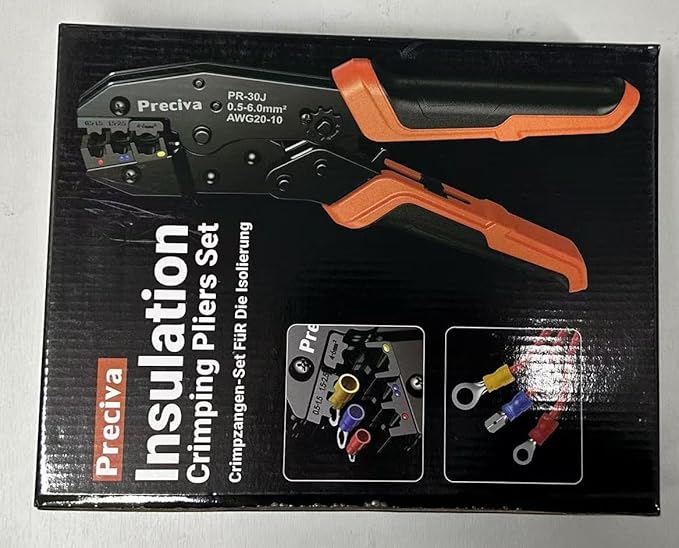 Preciva Crimping Tool for Insulated Terminals Wire Connectors, AWG20-10 Ratchet Crimper with 425 Pcs Insulated Terminals Connectors