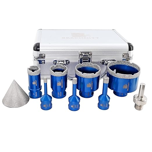 Diamond Core Drill Bit Set - BRSCHNITT 1/4" 5/16" 3/8" 1" 1-3/8" 2" 2-1/2"Diamond Tile Hole Saw Kit for Drilling Porcelain Tile Ceramic Marble Granite,2" Diamond Chamfer Bit&Adapter