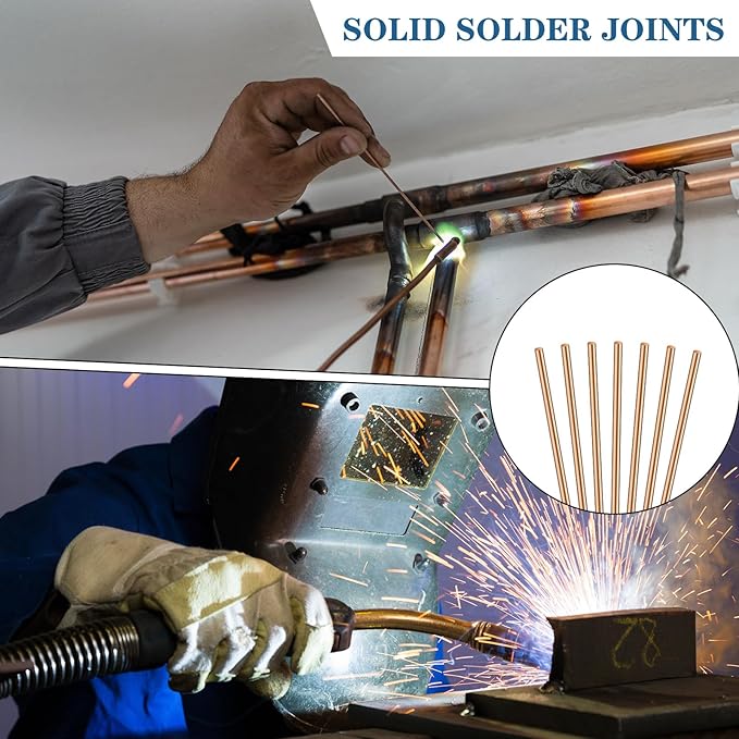Tandefio 40 Sticks Brazing Rods AWS BCup-5 15% Silver Solder Phos Copper Brazing Alloys Round Welding Rods Industry 0.04"x9.84" for Air Conditioning Refrigerator Cold Storage HVAC Units