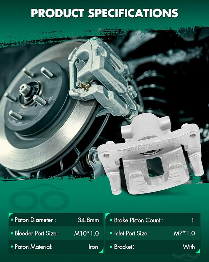 SCITOO Rear Left Brake Caliper with Bracket 18B5105 Compatible for Chrysler 0/Sebring, for Dodge Avenger, for Dodge Caliber, for Jeep Compass/Patriot, for Mitsubishi Lancer/Outlander Sport/RVR