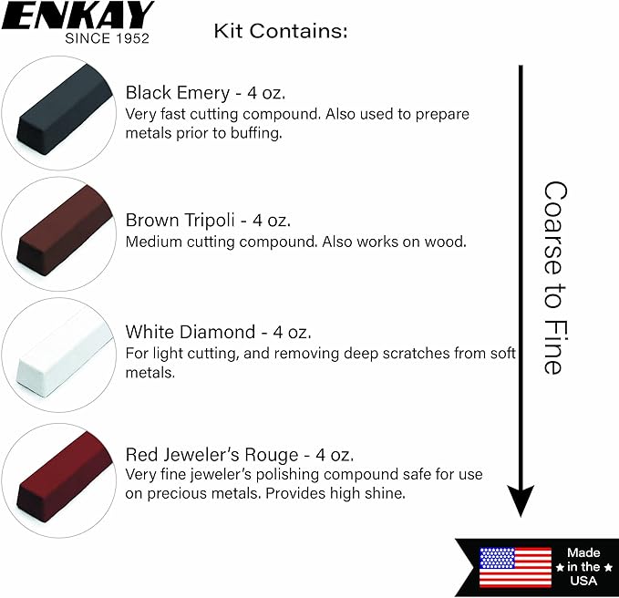 ENKAY - Jewelers Rouge & Polishing Compound Kit, 4 pc. (U.S. Made)