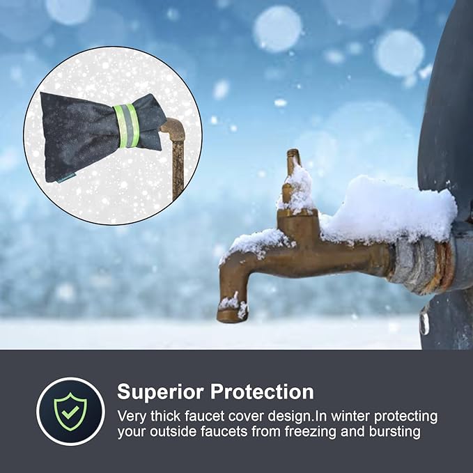 The Original Pipe Insulation Cover (5˚F) Winter Pipe Insulation (UV-Coated),Pump Cover, Sprinkler Irrigation Valve Cover, Backflow Preventer Freeze Protection (Faucet Covers (Cotton)) - 1 Pair