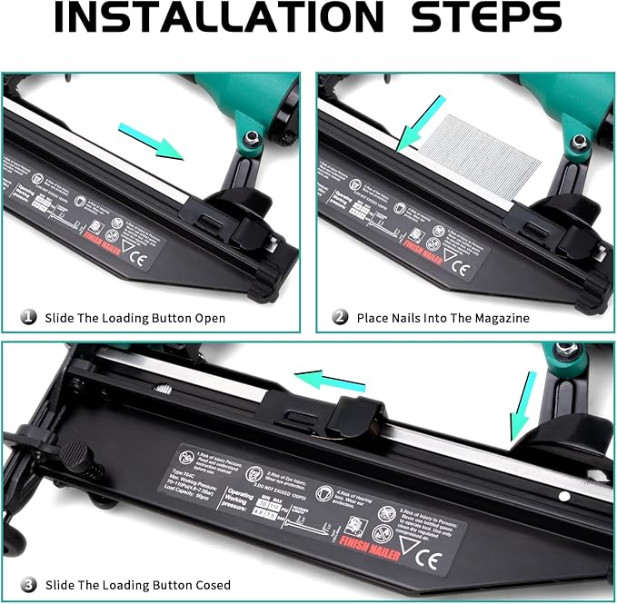 Finish Nailer 16GA 1-inch to 2-1/2-inch Finish Nails Pneumatic Nail Gun with Tool-Free Depth Adjust