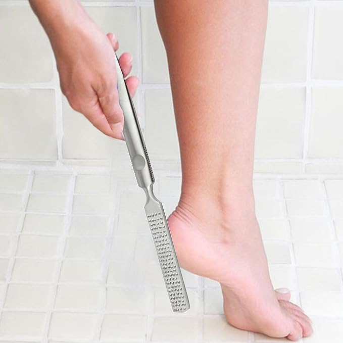 Foot Rasp Foot File Callus Remover Professional 7” Corn Removers for Toes Foot Care Pumice Pedicure Tool to Remove Hard Skin Wet Dry Callus Shaver for Feet, Colossal Stainless Steel by Krisp Beauty