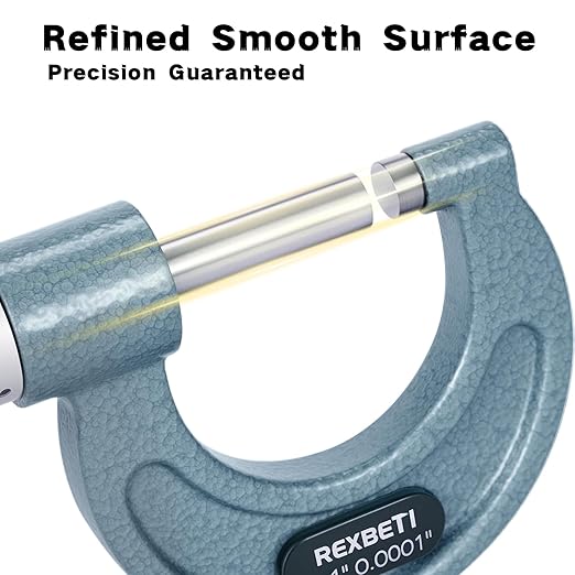 REXBETI 3Pcs Outside Micrometer Set, 0-3" Machinist Micrometer, Ultra-Precision Carbide Tipped Measuring Tool Set, 0.001" Graduation, +/-0.0001" Accuracy, Protective Case