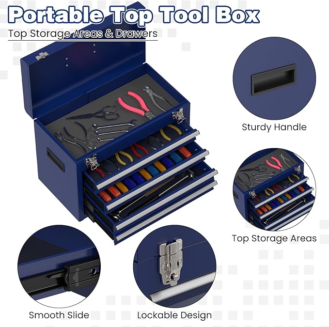 Rolling Tool Box with Wheels, 5-Drawer High Capacity Tool Chest with Wheels, Removable Storage Toolbox with Lock for Garage, Workshop
