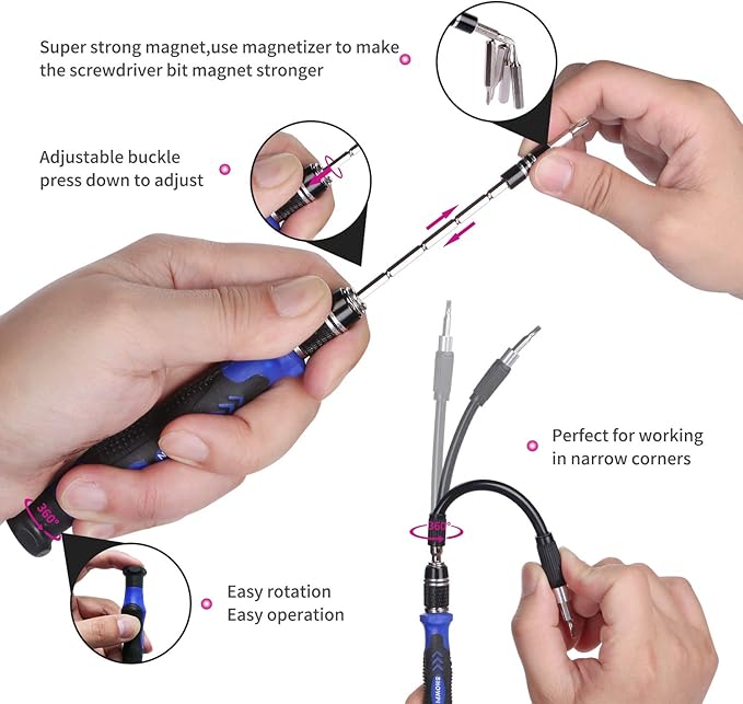 SHOWPIN Electronics Precision Screwdriver Set: Computer Repair Tool Kit with 101 Bits - Laptop Screwdriver Kit for Gifts iPhone MacBook PC Tablet PS4 Xbox Nintendo Game Console…