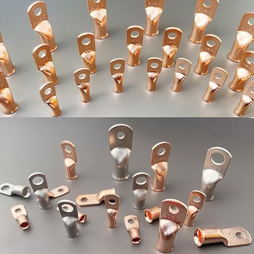 4 AWG 5/16" Stud (10 pcs.) Heavy Duty Battery Ring Terminal 4 awg Battery Cable lugs 4 Gauge Ring Terminals Bare Copper Eyelets Tubular Ring Terminal