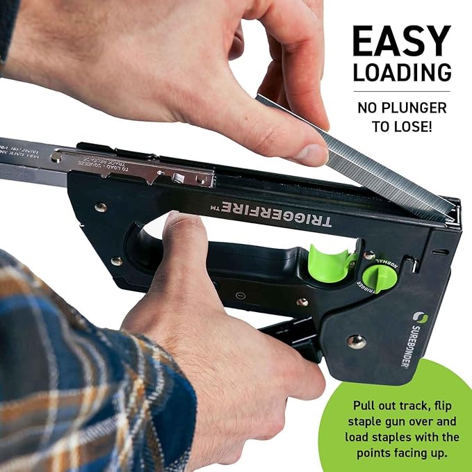 Surebonder TRIGGERFIRE Heavy Duty Narrow Crown Staple Gun with Trigger Mode - Upholstery, DIY, Wood - Uses Surebonder #4 or Arrow T50 Staples - Tool Only (5625)