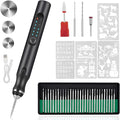 Electric Engraving Pen with 37 Bits, USB Rechargeable Cordless Engraving Machine, Portable DIY Rotary Engraver for Jewelry Wood Glass Stone Carving, Black