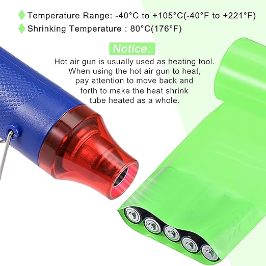 MECCANIXITY Battery Wrap PVC Heat Shrink Tubing 50mm Dia 80mm Flat 33 Feet(10meters) Light Green Good Insulation for Battery Pack