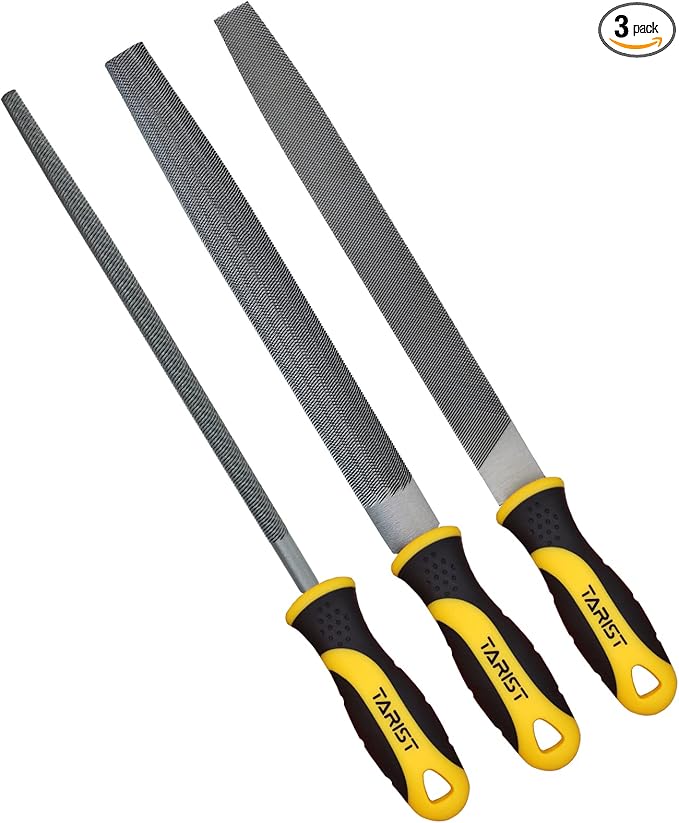 Metal File Set, 3-Piece, 8-inch,Professional Carbon Steel File, Includes Flat/Half-Round/Round,Work for Metal, Wood and More