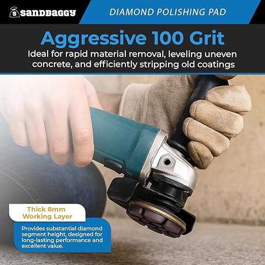 Sandbaggy 3" Metal Bond Diamond Polishing Pad - 100 Grit (8mm Thick) (10, 3-inch)