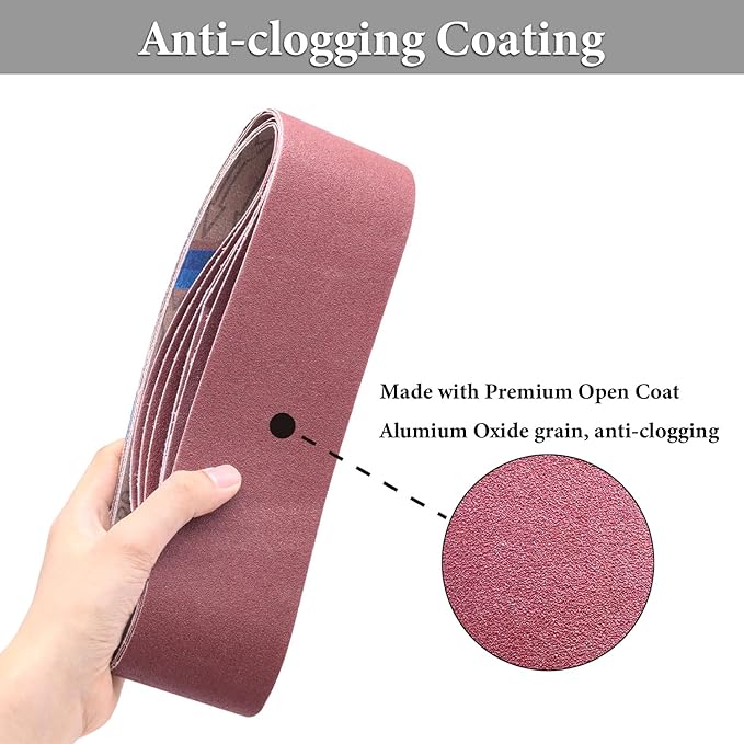 24 Pcs 3x24 Sanding Belts, 120 Grit Belt Sander Sanding Belts, 3 x 24 Inch Aluminum Oxide Sanding Belts for Belt Sander(3x24in, 120 Grit)