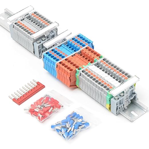 PT 2.5 Terminal Block Kit, Rail Type Voltage Terminal, Rail Combined Terminal Block, Top Entry Line, Plug-in Quick Connection, No Need for Screwdriver for Wiring