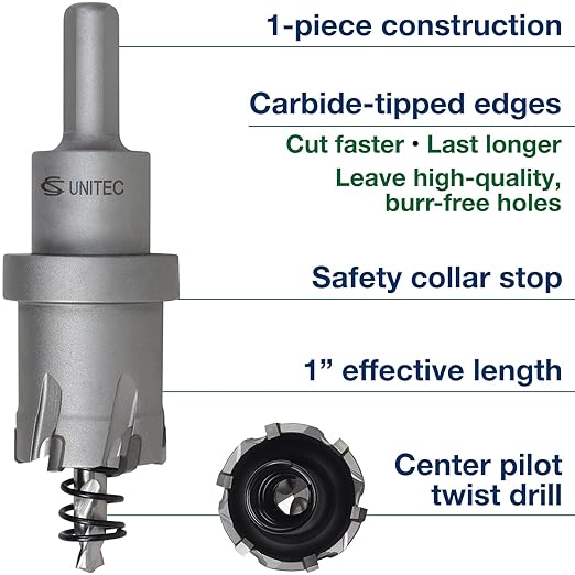 CS Unitec 1-1-150 1-9/16" x 1" TCT Tungsten Carbide-Tipped Hole Saw for Hand-Held Drills