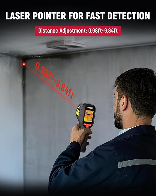 KAIWEETS KTI-200 Thermal Camera, 240x240 High IR Resolution, Thermal Imaging Camera with Laser Pointer, -4°F to 1022°F Infrared Imager, 25Hz Refresh Rate, 15 Color Palettes, 8H Run Time, 50°FOV, IP54