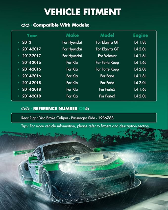 SCITOO 19B6788 Disc Brake Caliper Assembly with Bracket Fit For Hyundai For Elantra GT/For Veloster, For Kia For Forte/For Forte Koup/For Forte5