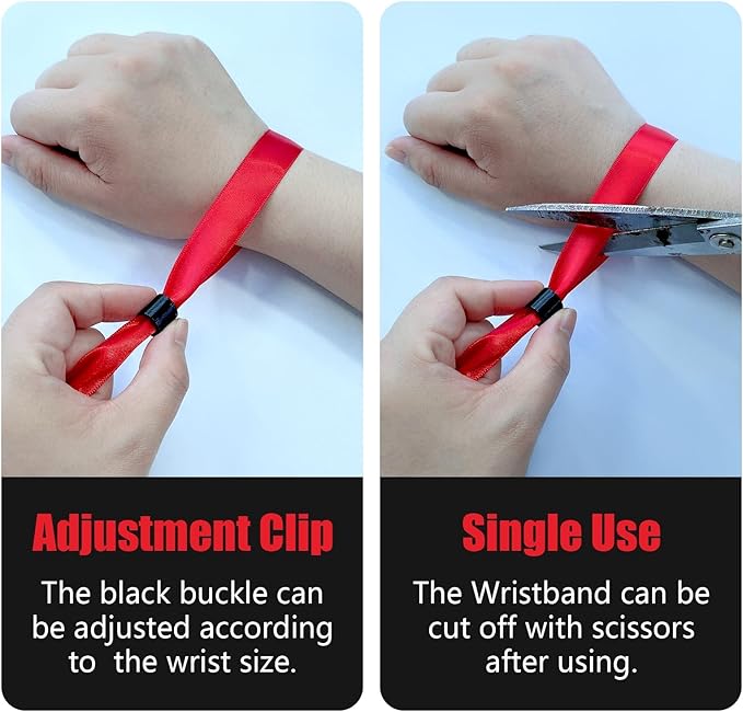 100 Pcs Cloth Event Wristband, Disposable Wristbands for Events, Colored Wristbands Events,for Lightweight Concert,Club Entrance Wrist Strap Party Wristband Event (Color : Red)