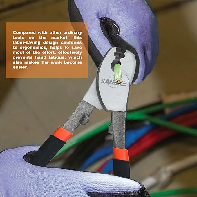 Sanuke Cable Cutters, 8-inch High Leverage Cable Cutter Heavy Duty-Multifunctional Industrial High Hardness Sharp Cutting for Copper, Aluminum, Wire, Communications Cable