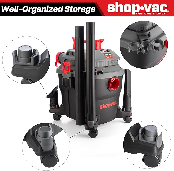 Shop-Vac 6 Gallon 5 Peak HP Wet/Dry Vacuum, Portable Shop Vacuum with Attachments for Jobsite, Garage & Workshop. 5430097