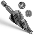 Four Spiral Flute Step Drill Bit, HSS Step Drill Bits (1/4"-3/4") Unibit Step Drill Bit, 1/4" Shank Step Bits for Aluminum, Wood, Plastic, Metal
